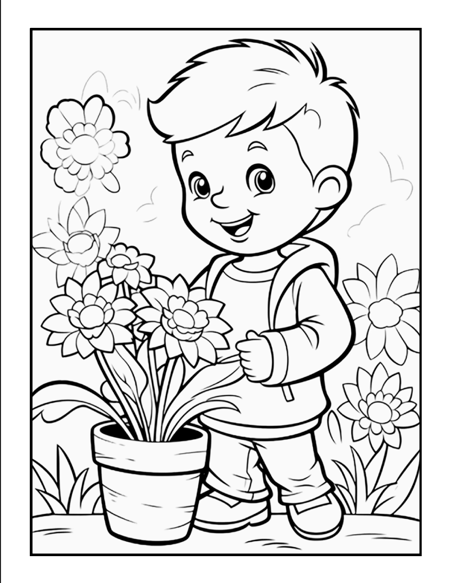Cute Spring Coloring Book Gift for Adults Kids Young Boys Girls Bold and Easy Spring Coloring Sheets Stress Relief Relaxation Coloring Pages