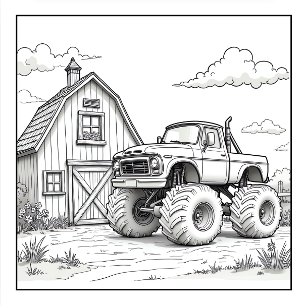 Monster Truck Coloring Book for Kids Adults: Easy Monster Truck Coloring Book Pages for Toddlers Boys Girls Adults
