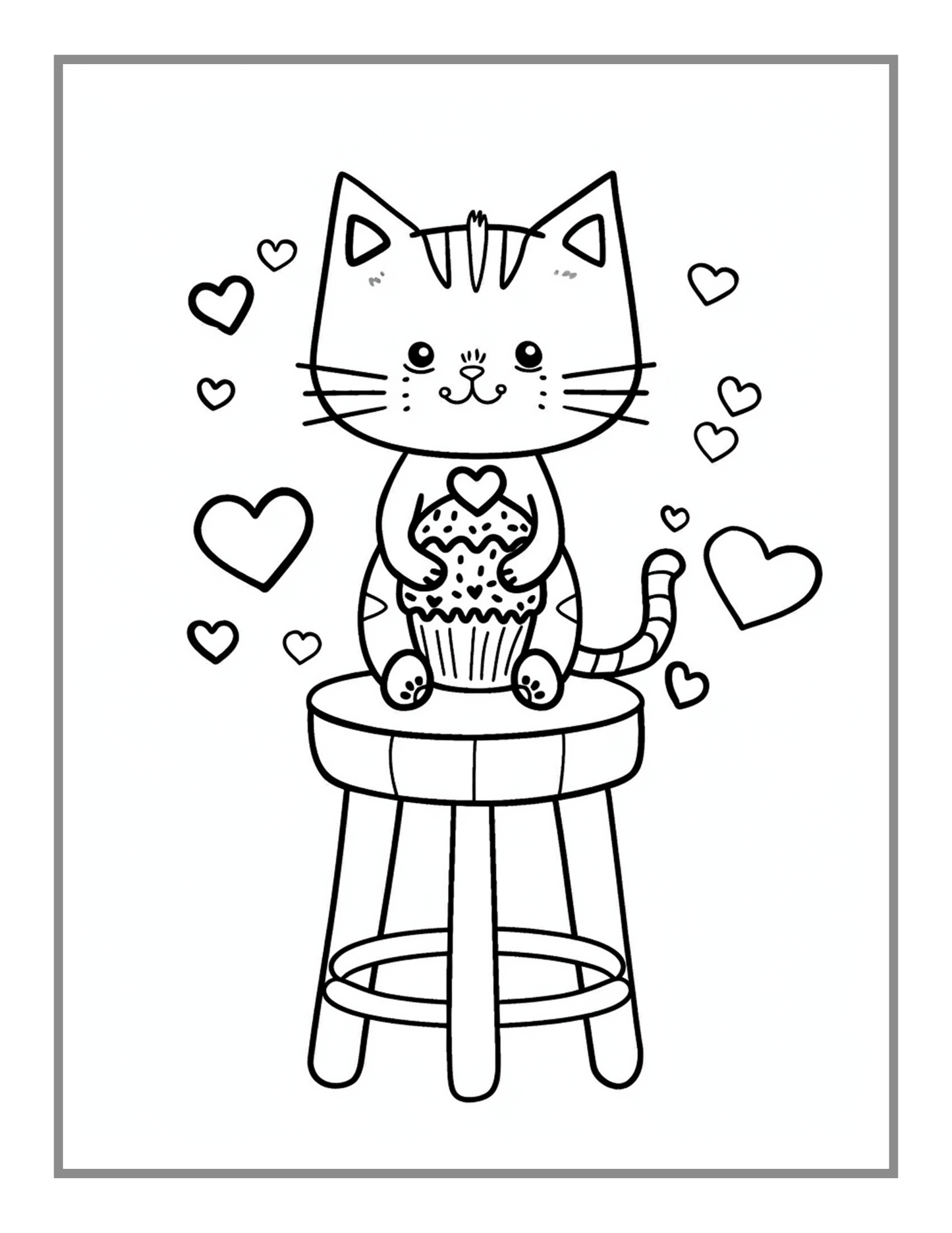 50 Pages Cute Cat Kitten Valentine Day Coloring Book Gift for Adults Kids Men Women Boys Girls Teens Youth Valentine's Day Coloring Sheets