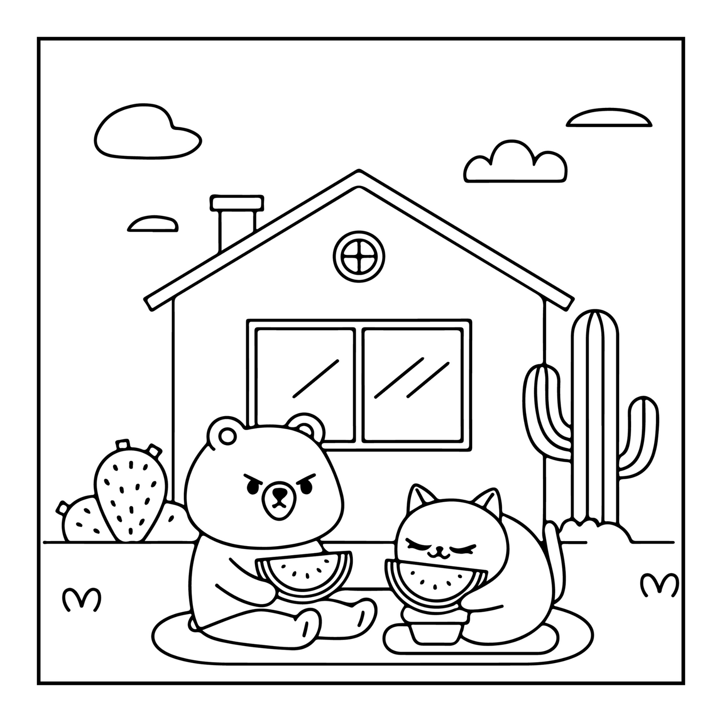 50 Pages Cozy Animals Coloring Book Gift for Kids Boys Girls Teens Children Friends Cute Bear Bunny Frog Alligator Dog Cat Coloring Activity