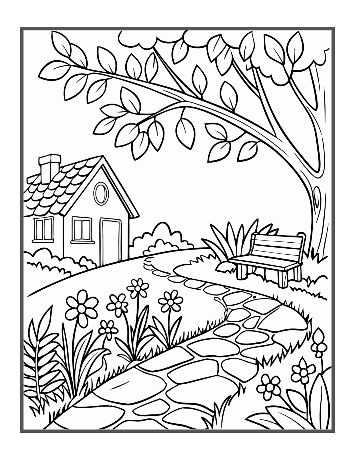 Cute Kawaii Garden Coloring Book Gift for Adults Kids Men Women Boys Girls Teens Youth 50 Pages Cool Garden Coloring Sheets for Children