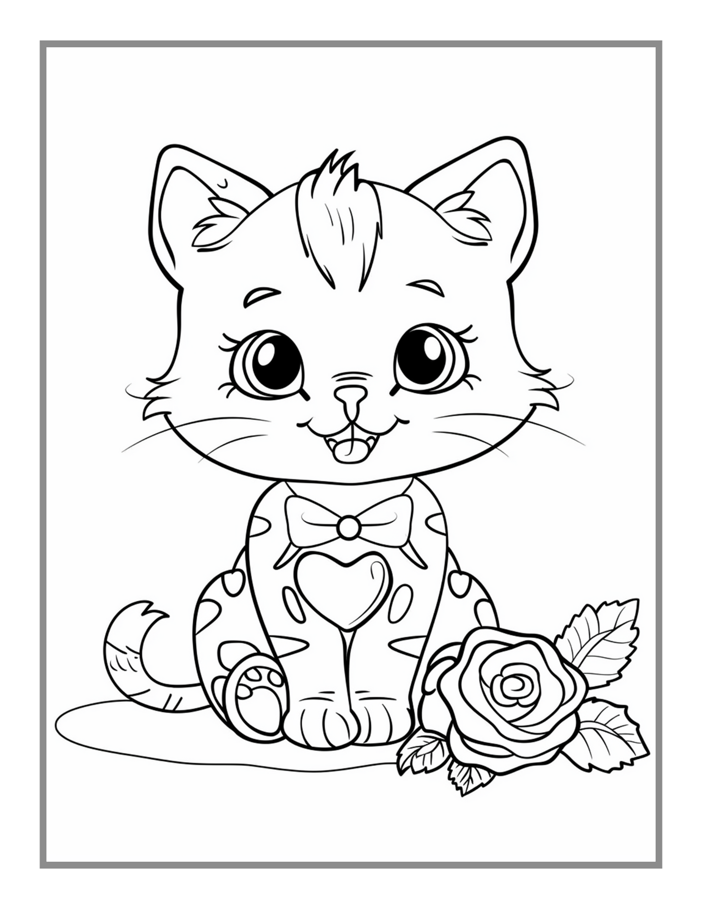 Cute Cat Kitten Valentine Day Coloring Book Gift for Adults Kids Men Women Boys Girls Teens Youth 50 Pages Valentine's Day Coloring Sheets