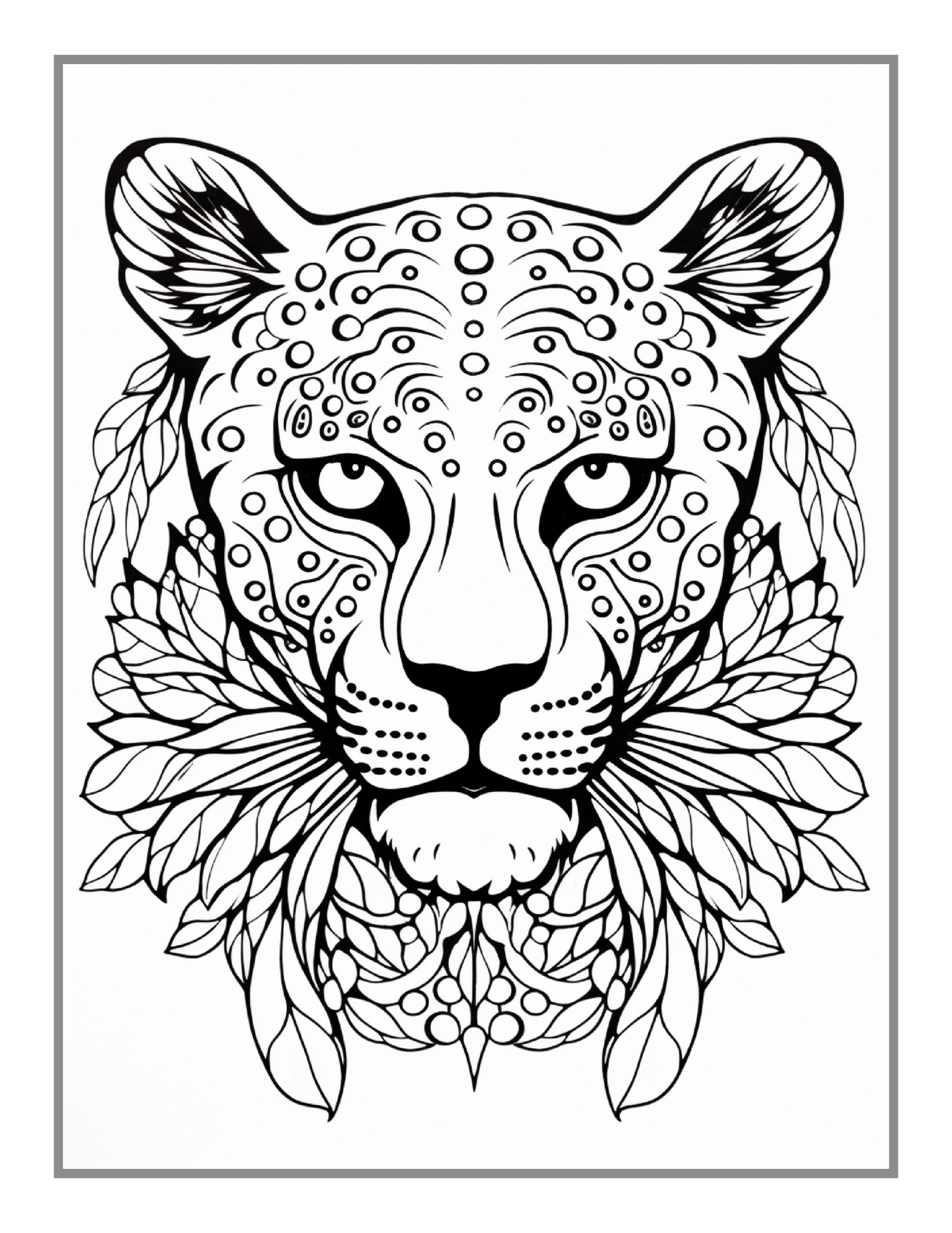 50 Pages Bold and Easy Leopard Animal Mandala Coloring Book Gift for Adults Kids Men Women Boys Girls Teens Youth Leopard Animal Coloring