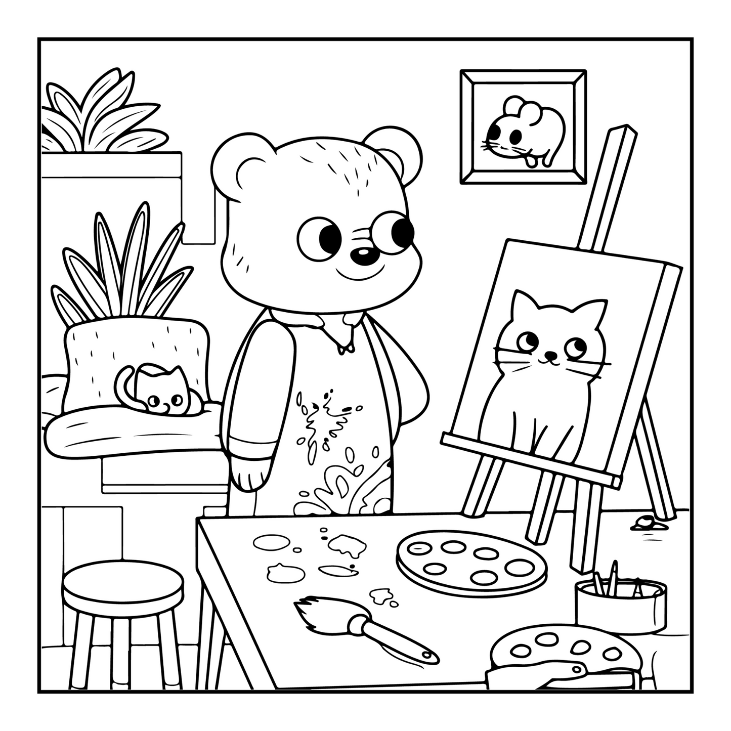 50 Pages Cozy Animals Coloring Book Gift for Kids Boys Girls Teens Children Friends Cute Bear Bunny Frog Alligator Dog Cat Coloring Activity