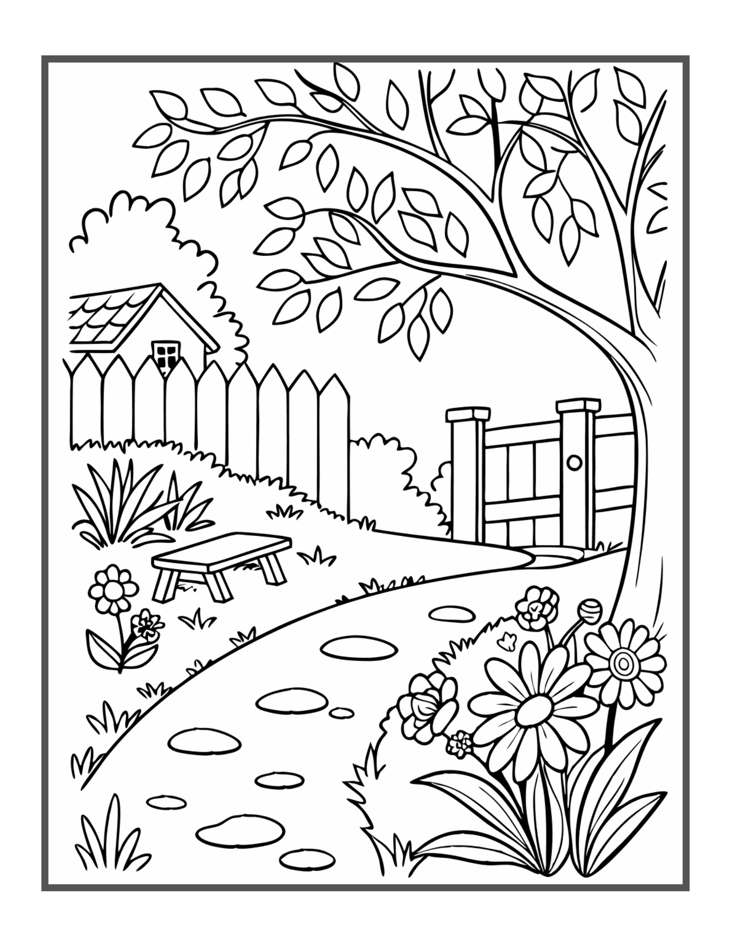 Cute Kawaii Garden Coloring Book Gift for Adults Kids Men Women Boys Girls Teens Youth 50 Pages Cool Garden Coloring Sheets for Children
