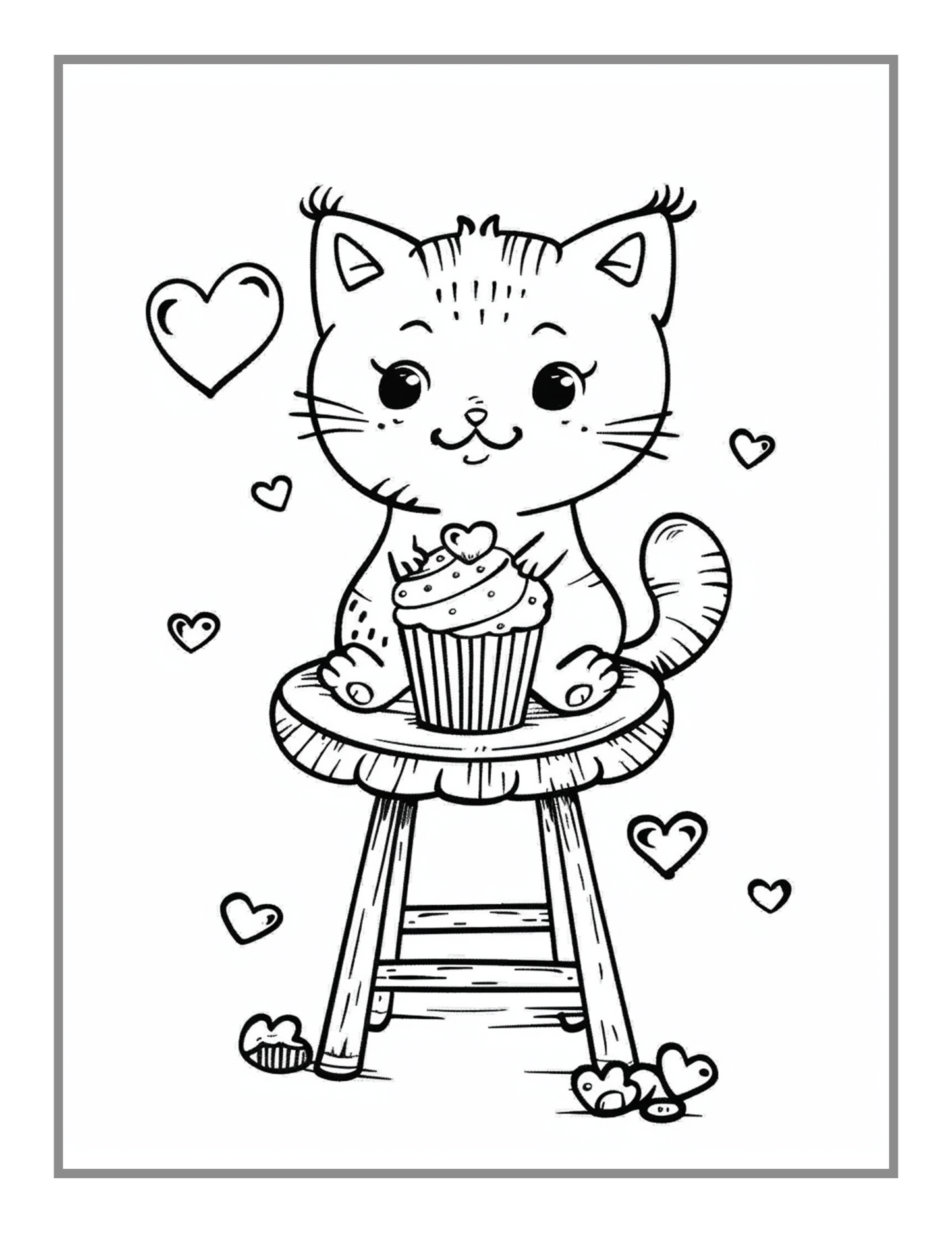 50 Pages Cute Cat Kitten Valentine Day Coloring Book Gift for Adults Kids Men Women Boys Girls Teens Youth Valentine's Day Coloring