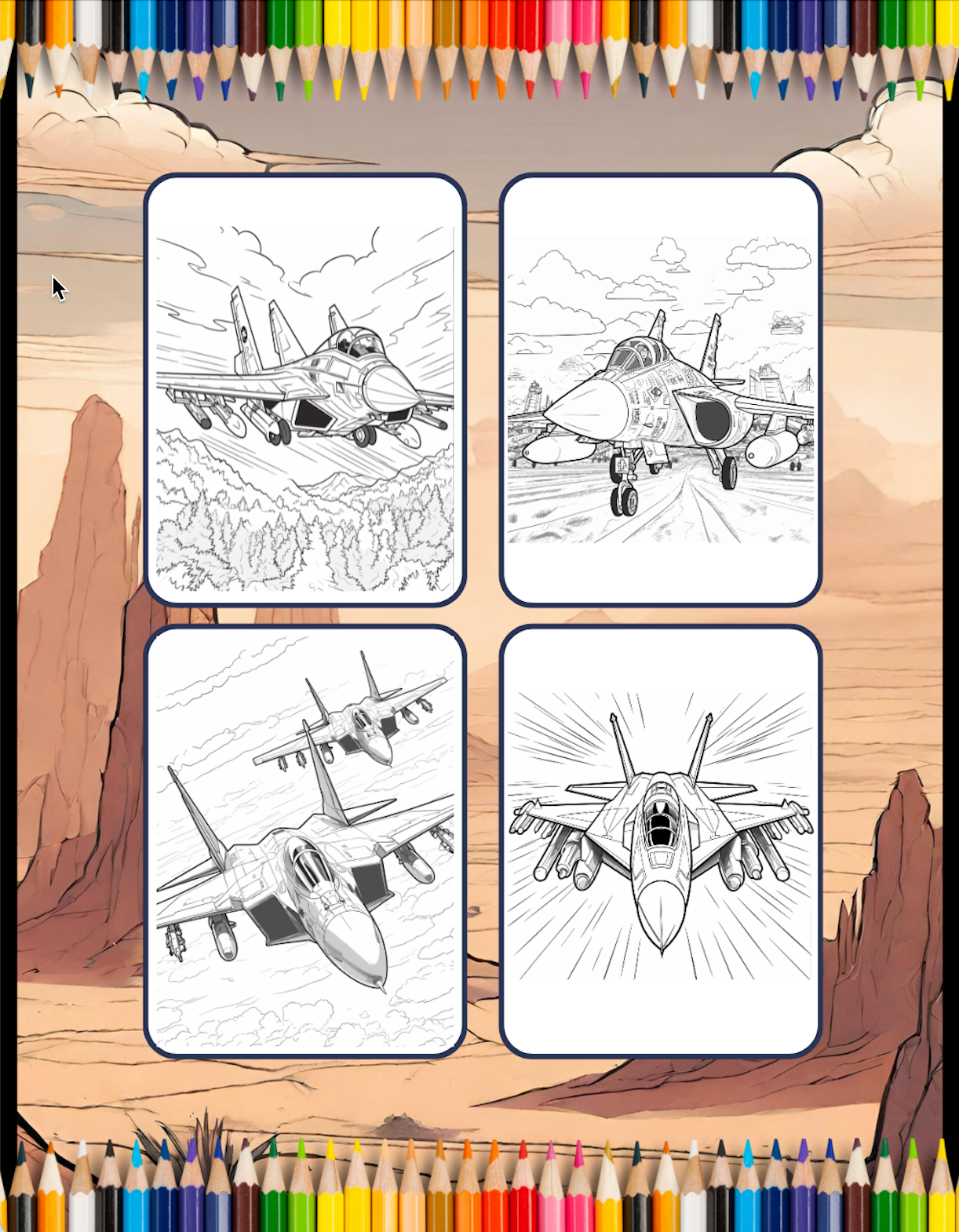 Military Jet Fighter Plane Coloring Book for Kids Adults Boys Girls: 50 Pages Plane Coloring Book Fighter Jet Airplane Coloring Book Gift