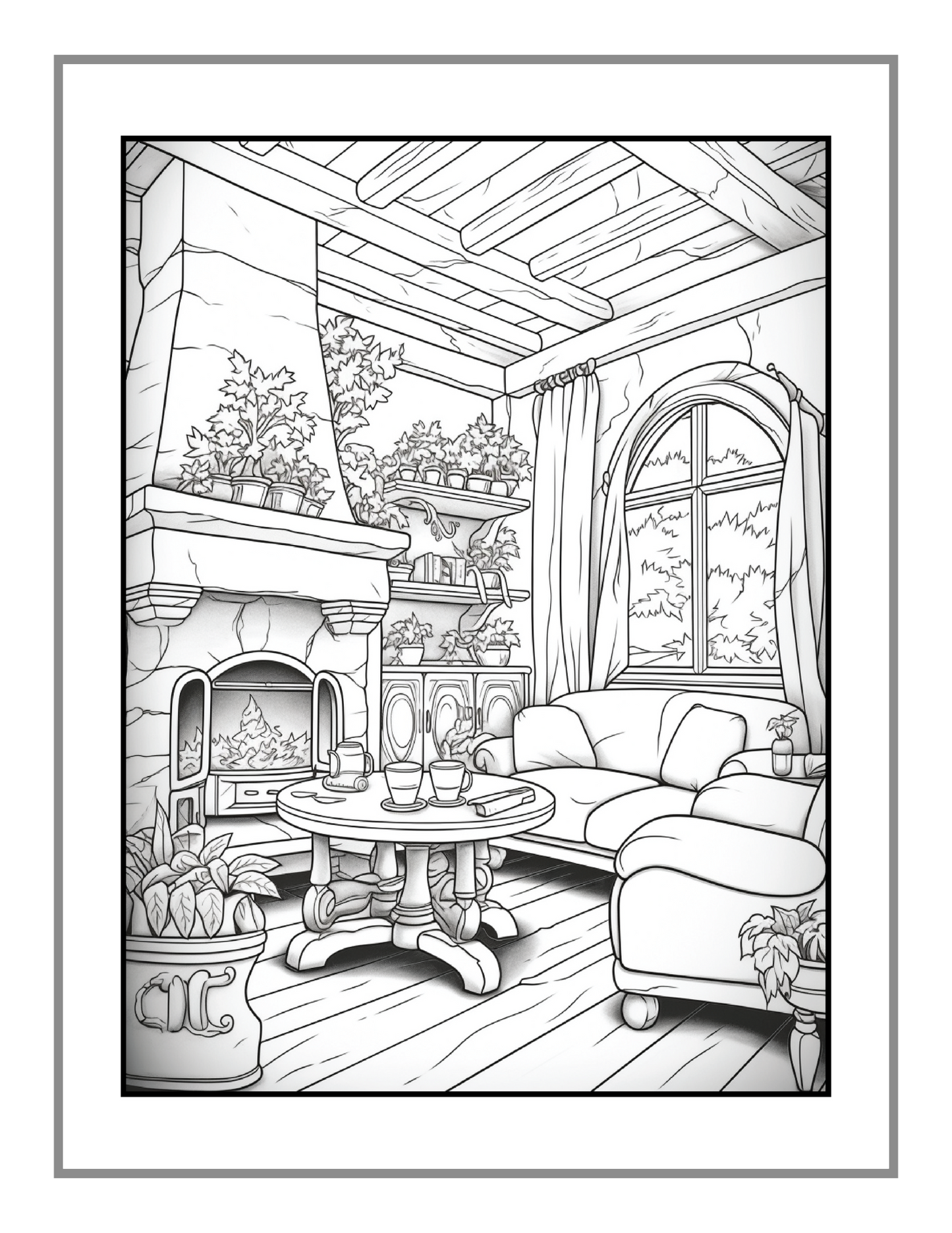 50 Pages Interior Design Cute Cozy Room Coloring Book Birthday Gift for Adults Kids Men Women Boys Girls Teens Stress Relief Relaxation