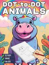 Load image into Gallery viewer, Bold and Easy Dot to Dot Animal Drawing Worksheets Book 50 Pages Dot to Dot Animal Lover Activity Book Gift for Kids Ages Boys Girls Teens