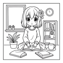 Load image into Gallery viewer, Kawaii Anime Girls Coloring Book for Kids Teens Adults – Cute Manga Characters Easy Japanese Scenes