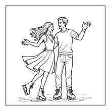 Load image into Gallery viewer, Ice Skating Coloring Book Kids Adults, Winter Sports Figure Skate Activity Coloring Pages, Gift for Skaters Hockey Fans
