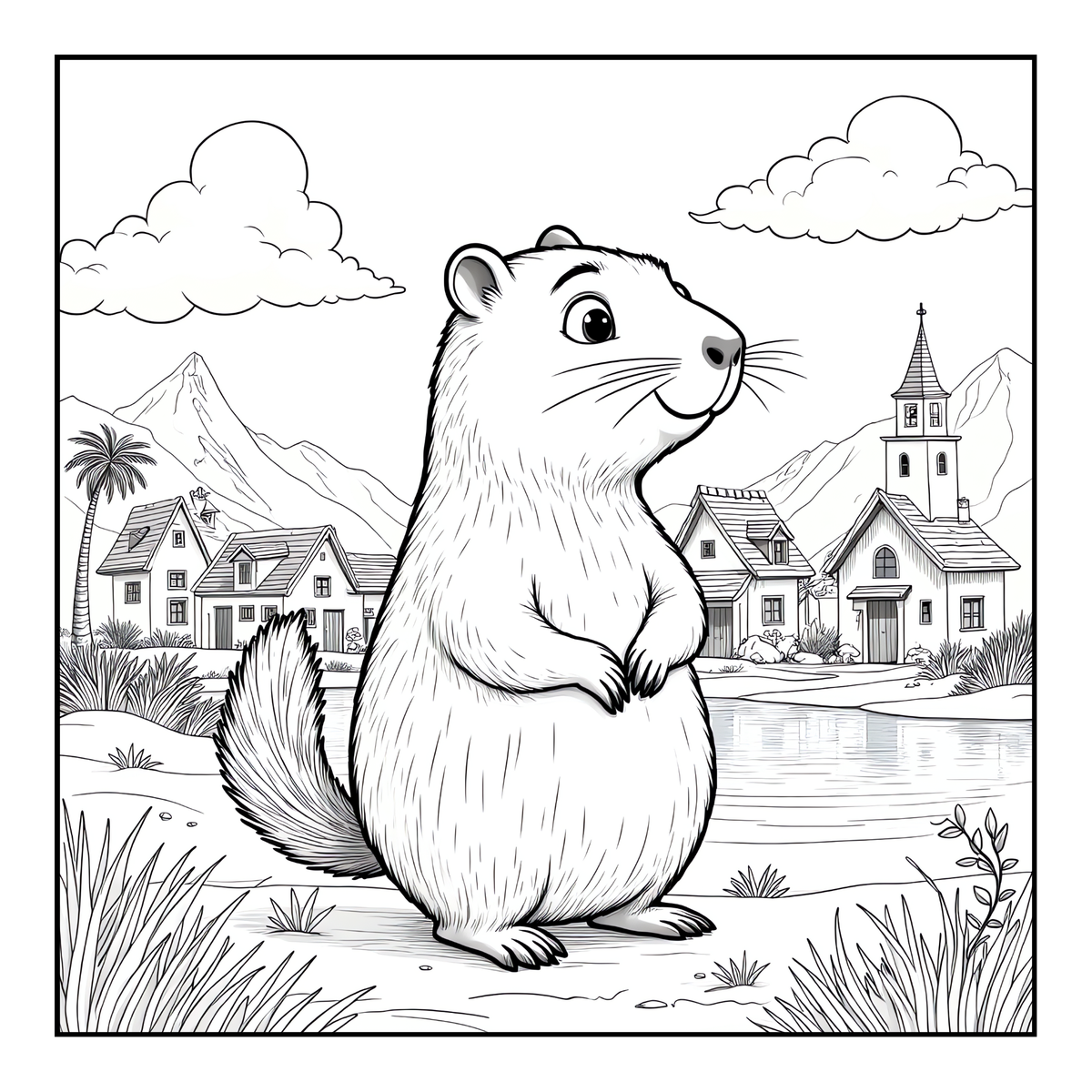 Cute Cozy Funny Capybara Animal Coloring Book Gift for Adults Kids Boys Girls Teens: Single Sided Bold and Easy Cool Capybara Coloring Book