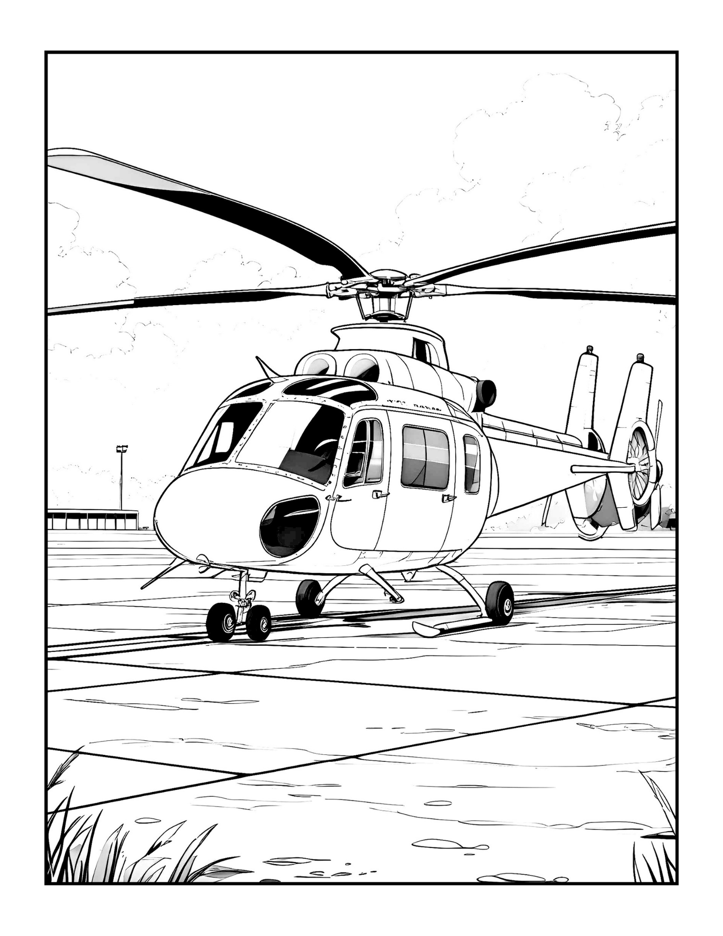 Helicopter Coloring Book Gift for Adults Kids Boys Girls Teens 50 Pages Single Sided Coloring Activity Book for Children Bold and Easy