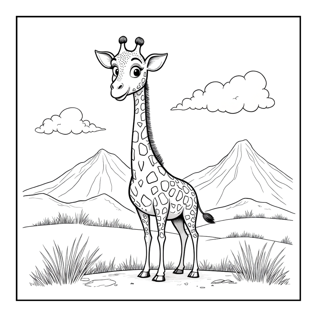 Cute Cozy Funny Giraffe Animal Coloring Book Gift for Adults Kids Boys Girls Teens: Single Sided Bold and Easy Little Giraffe Coloring Book