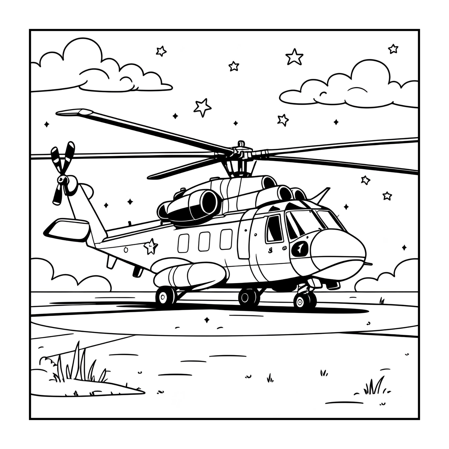 Military Helicopter Coloring Book Gift for Adults Kids Boys Girls Teens 50 Pages Single Sided Coloring Activity Book for Children