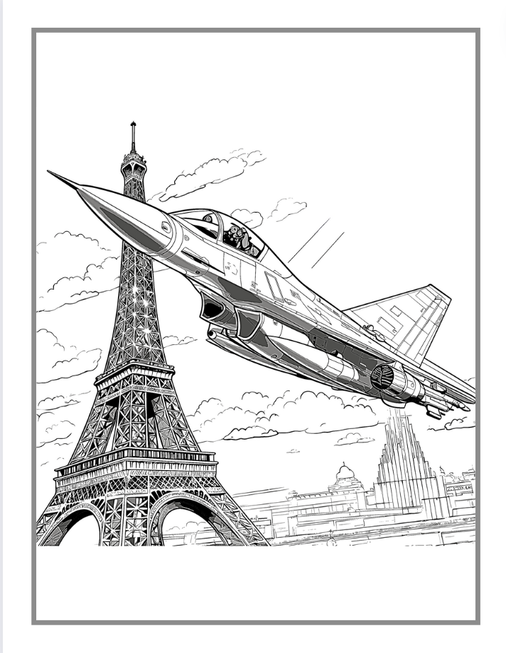 Military Jet Fighter Plane Coloring Book for Kids Adults Boys Girls: 50 Pages Plane Coloring Book Fighter Jet Airplane Coloring Book Gift