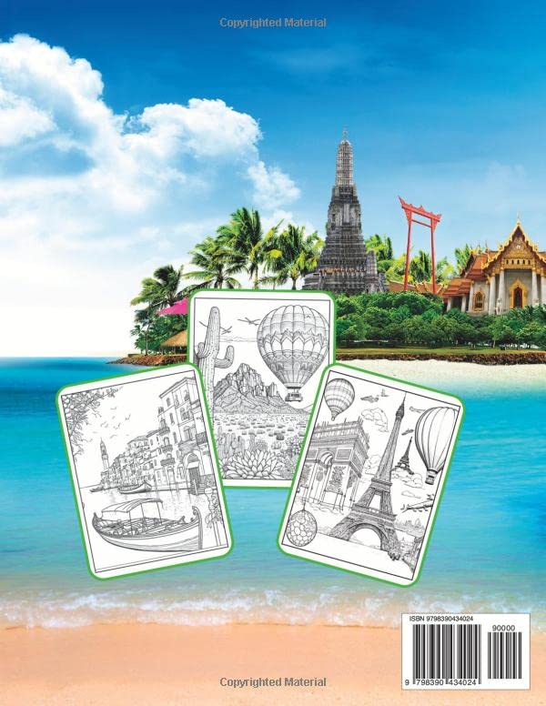 Travel Coloring Book For Adults Coloring Pages Travel Coloring Book For Women Men Coloring Books For Adults Relaxation Gift Coloring Books