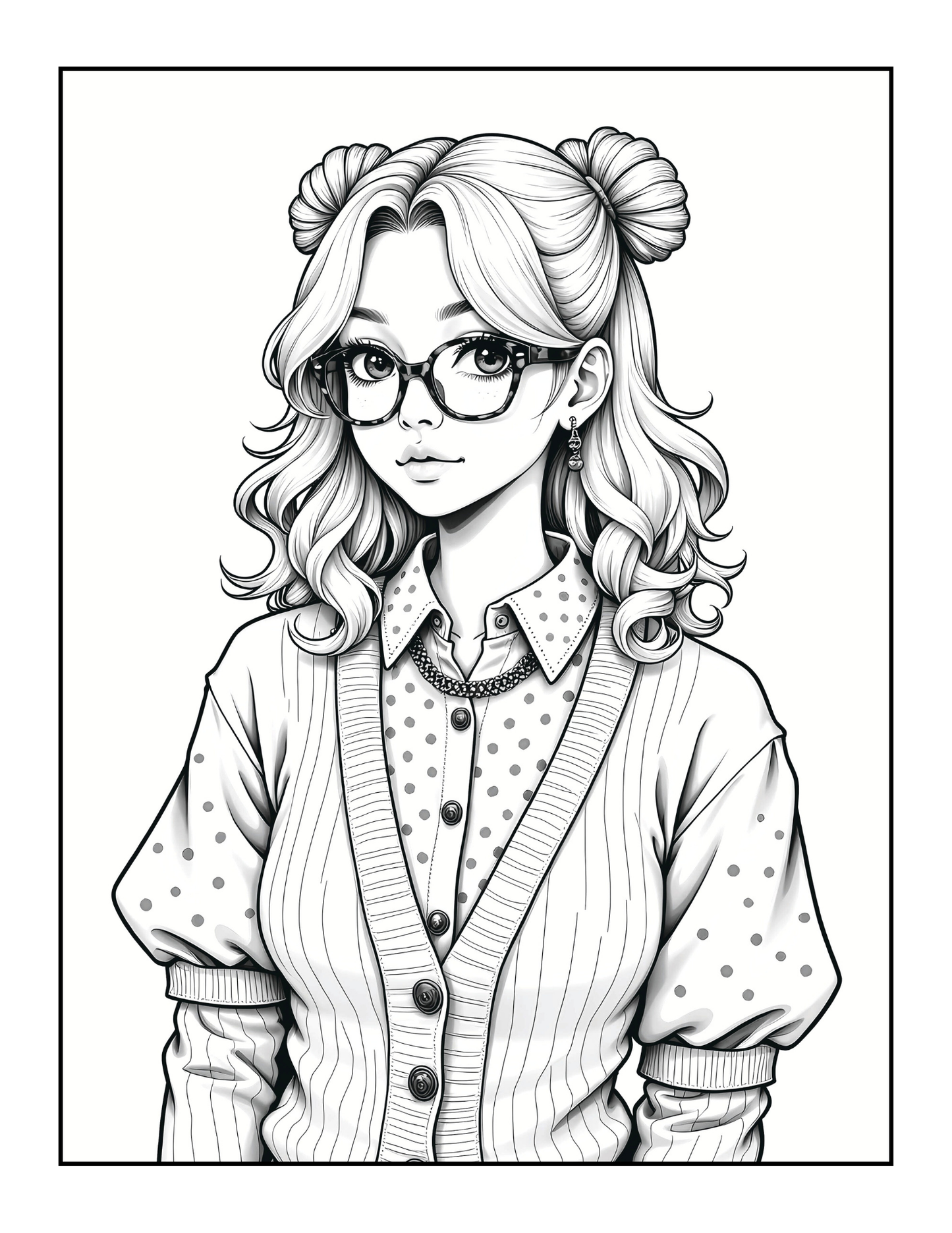 50 Pages Single Sided Cute Japanese Anime Manga Fashion Model Girls Coloring Book Gift for Adults Men Women Kids Young Boys Girls Teens