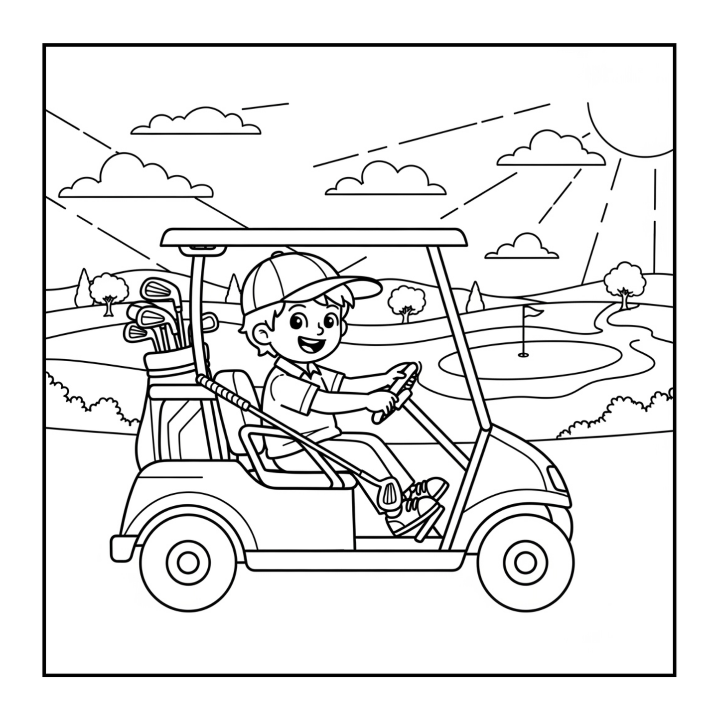 Golf Player Golfer Coloring Book for Adults Men Women Kids Boys Girls Teens Youth Simple Stress Free Relief Coloring Book Golfing Coloring