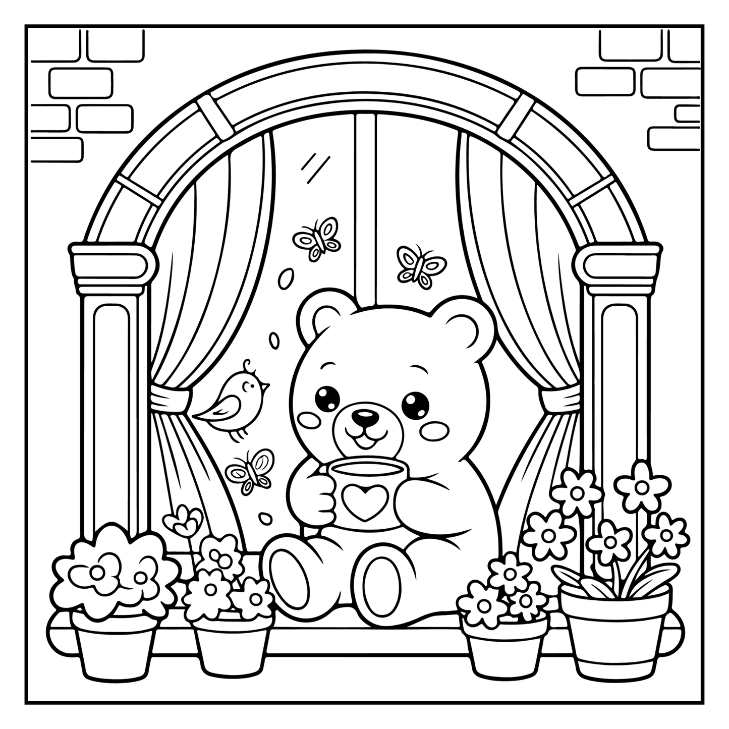 Cute Brown Bear Coloring Book Gift for Adults Kids Men Women Young Boys Girls Teens Cool Cozy Teddy Bear Coloring Activity Book for Children