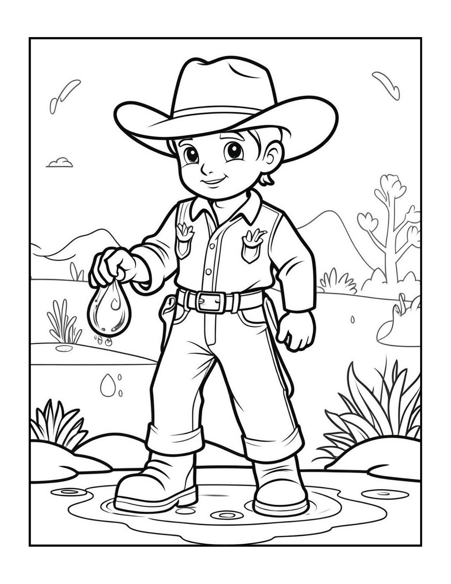 Cowboy Coloring Book Gift for Adults Men Women Kids Young Boys Girls Teens 50 Pages Single Sided Western Cowboy Coloring Activity Book