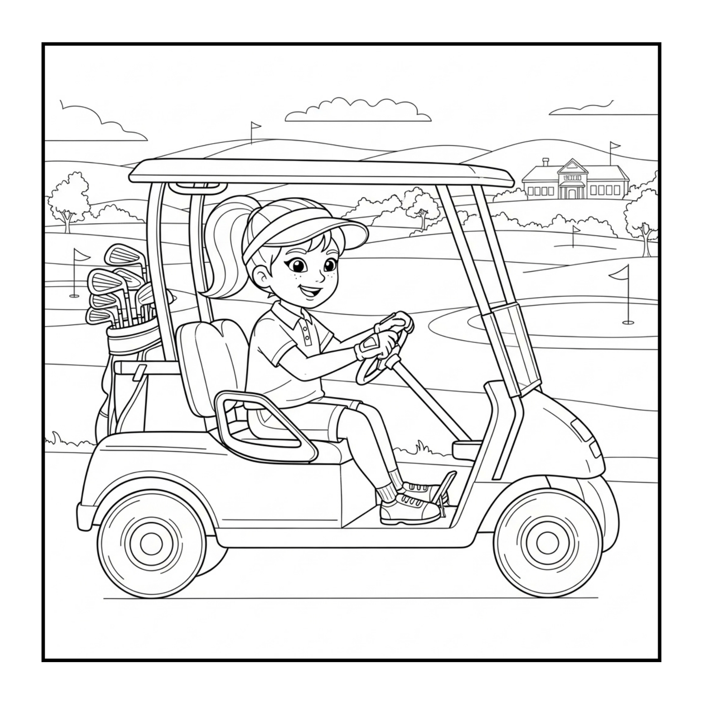 Golf Player Golfer Coloring Book for Adults Men Women Kids Boys Girls Teens Youth Single Sided Golfing Coloring Activity Book for Children