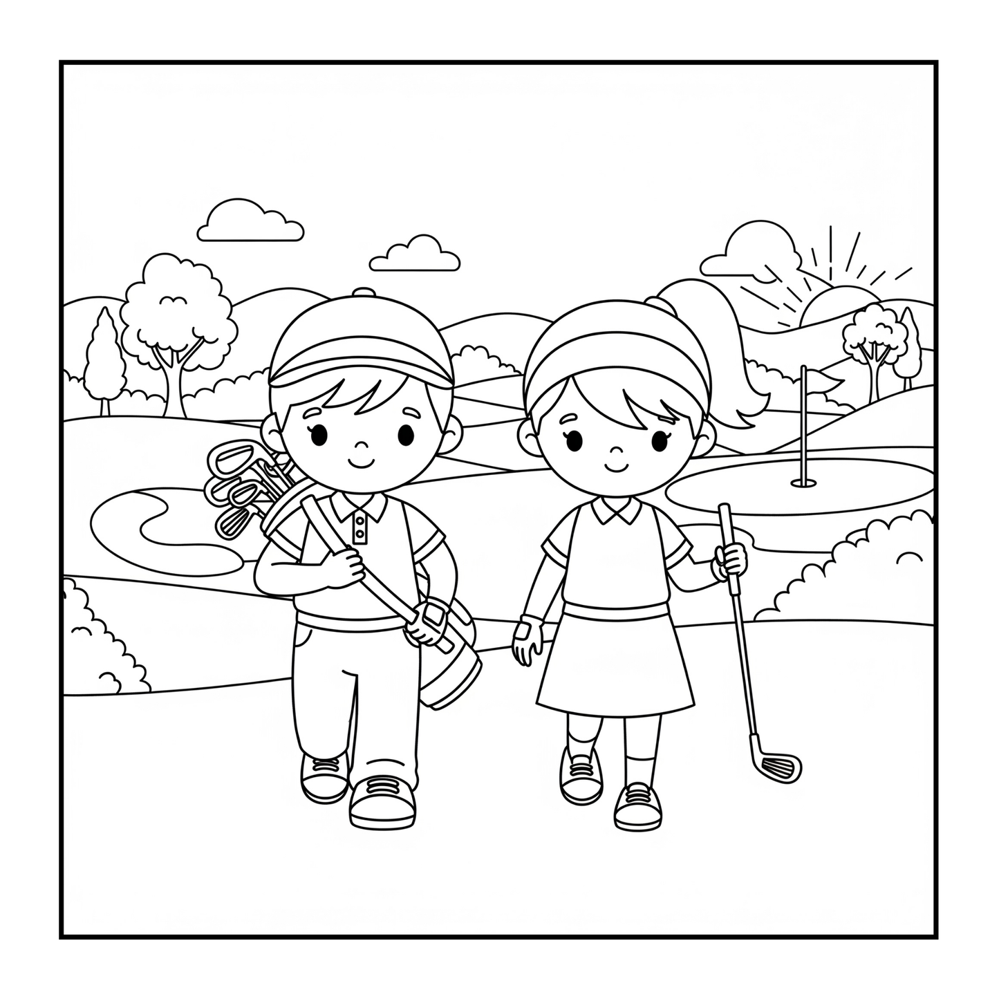 Golf Player Golfer Coloring Book for Adults Men Women Kids Boys Girls Teens Youth Simple Stress Free Relief Coloring Book Golfing Coloring