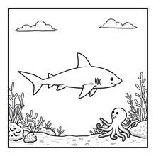 Load image into Gallery viewer, Cute Funny Shark Coloring Book for Kids Adults Ocean Animals Relaxing Marine Life Pages Coloring Book