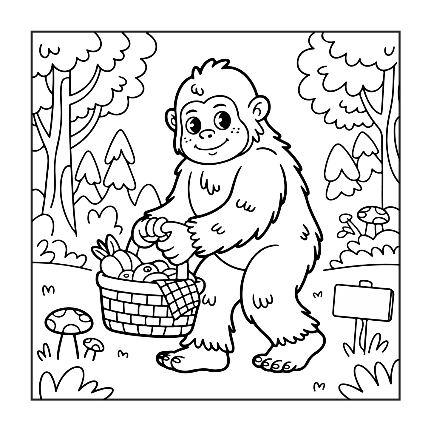 Cute Bigfoot Sasquatch Coloring Book Gift for Adults Kids Boys Girls Teens Cool Funny Bigfoot Mythical Creature Coloring Activity Book