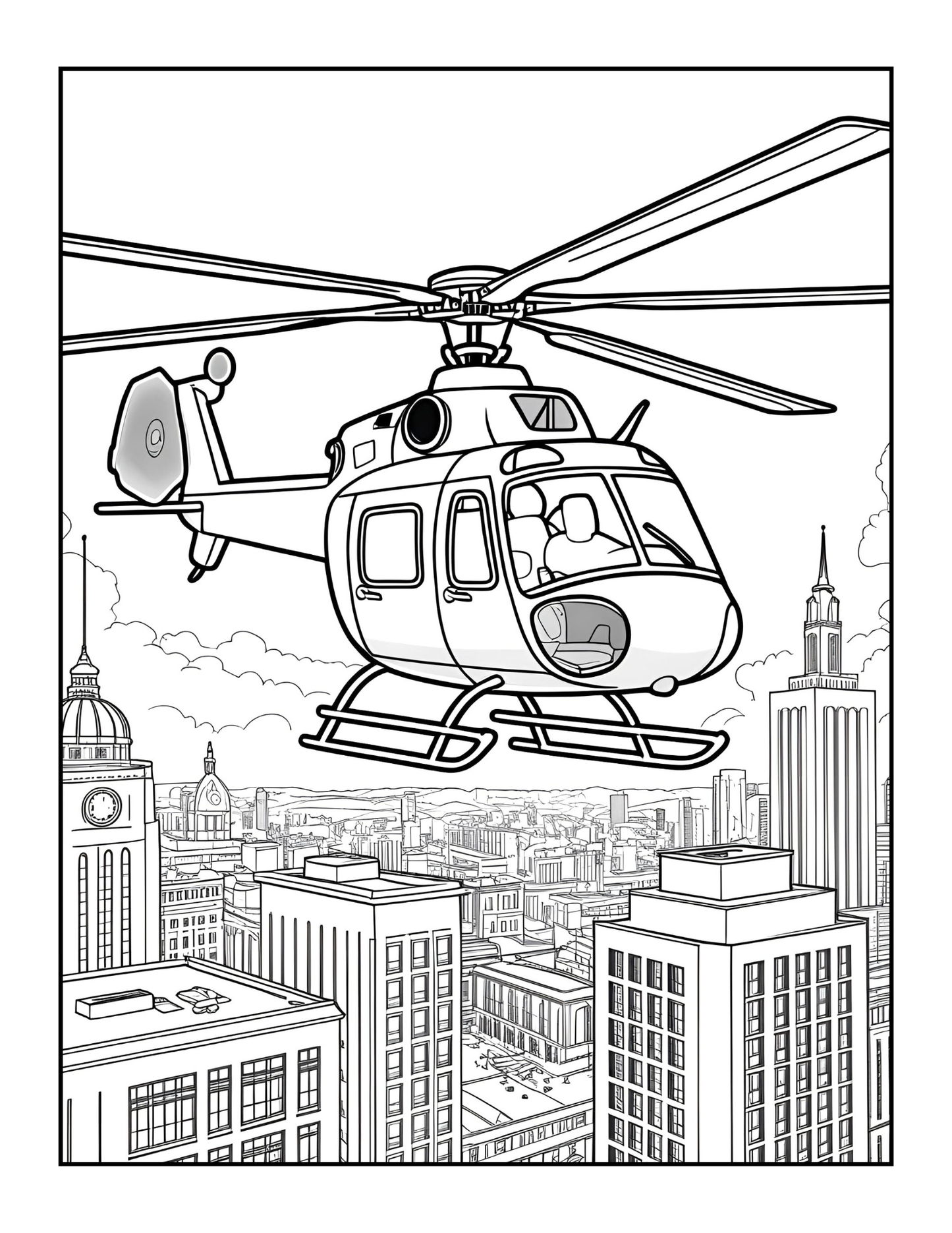 Helicopter Coloring Book Gift for Adults Kids Boys Girls Teens 50 Pages Single Sided Chopper Helicopter Coloring Activity Book for Children