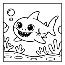 Load image into Gallery viewer, Cute Funny Shark Coloring Book for Kids Adults Ocean Animals Relaxing Marine Life Pages Coloring Book