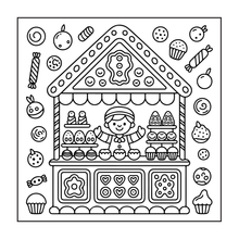 Load image into Gallery viewer, Cute Christmas Gingerbread House Coloring Book Whimsical Candy Holiday Pages for Kids Teens Adults Festive Relaxation Gift