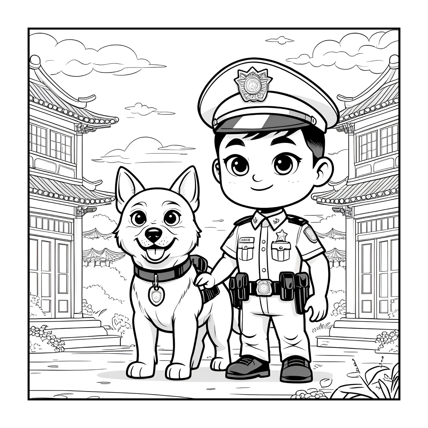 Cool Police Officer Coloring Book Gift for Adults Kids Boys Girls Teens 50 Pages Single Sided Police Coloring Activity Book for Children