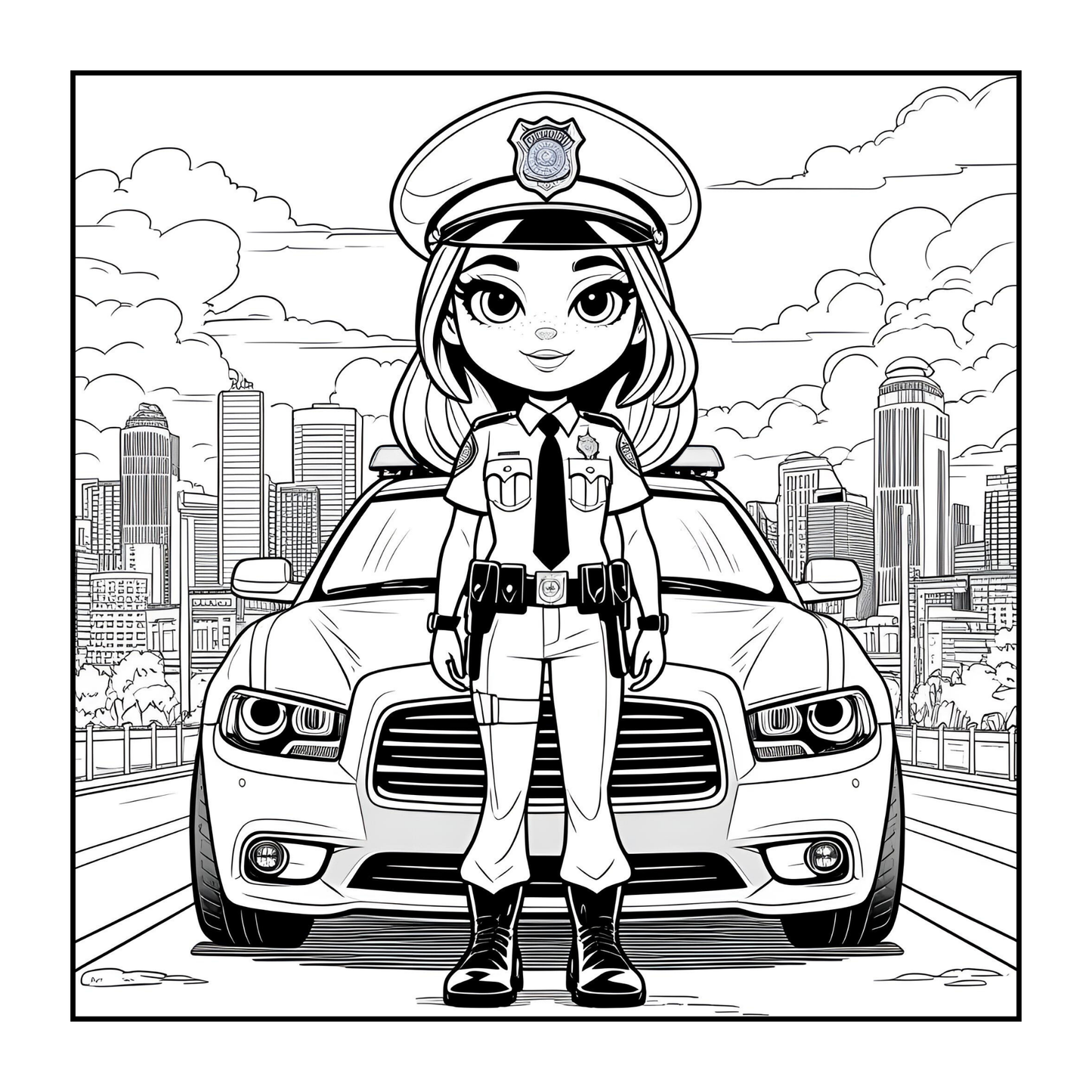 Cool Police Officer Coloring Book Gift for Adults Kids Boys Girls Teens Police Coloring Activity Book for Children Bold Easy Cute Policeman
