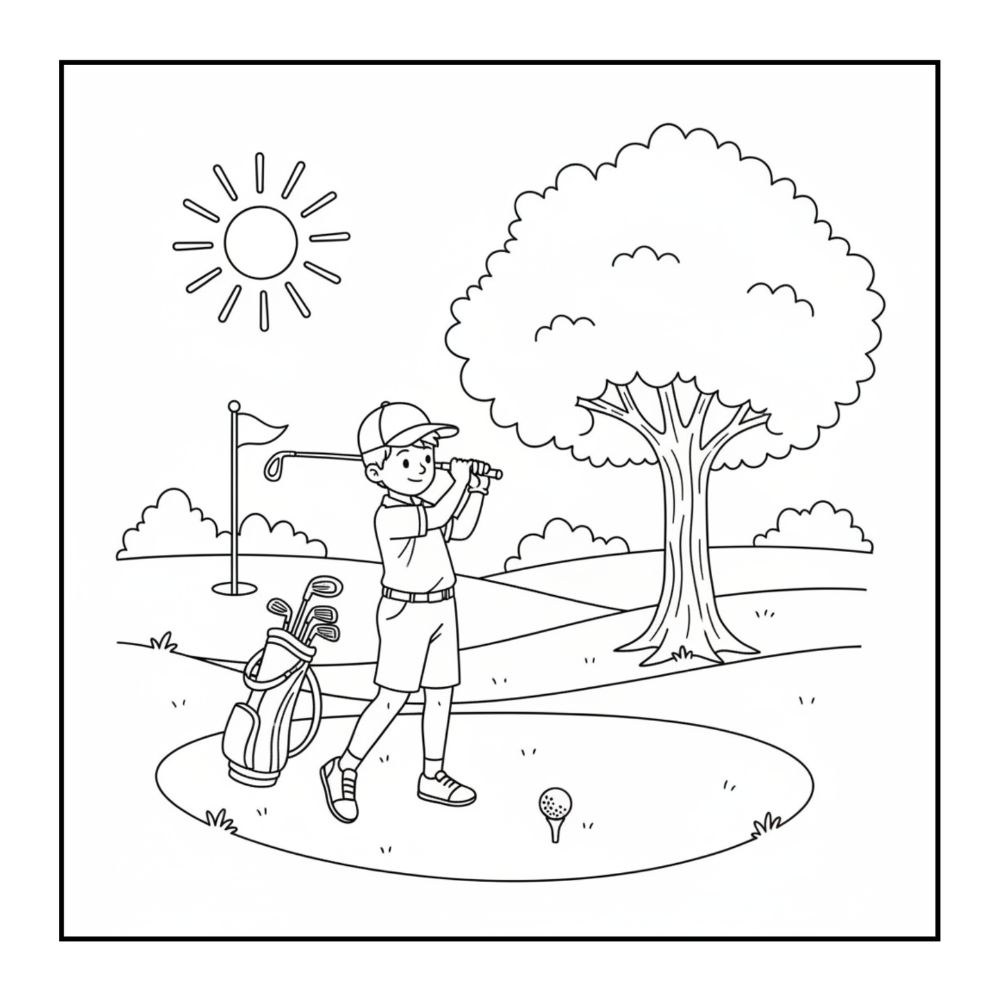 Golf Player Golfer Coloring Book for Adults Men Women Kids Boys Girls Teens Youth Single Sided Golfing Coloring Activity Book for Children