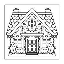 Load image into Gallery viewer, Cute Christmas Gingerbread House Coloring Book Whimsical Candy Holiday Pages for Kids Teens Adults Festive Relaxation Gift