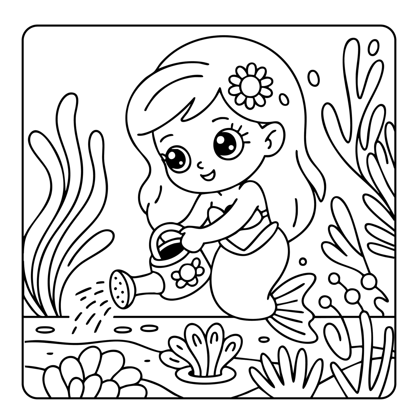 50 Pages Single Sided Cute Beautiful Mermaid Coloring Book Gift for Adults Men Women Kids Boys Girls Young Teens Bold and Easy Mermaid