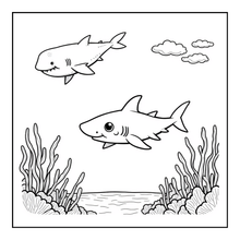 Load image into Gallery viewer, Cute Funny Shark Coloring Book for Kids Adults Ocean Animals Relaxing Marine Life Pages Coloring Book