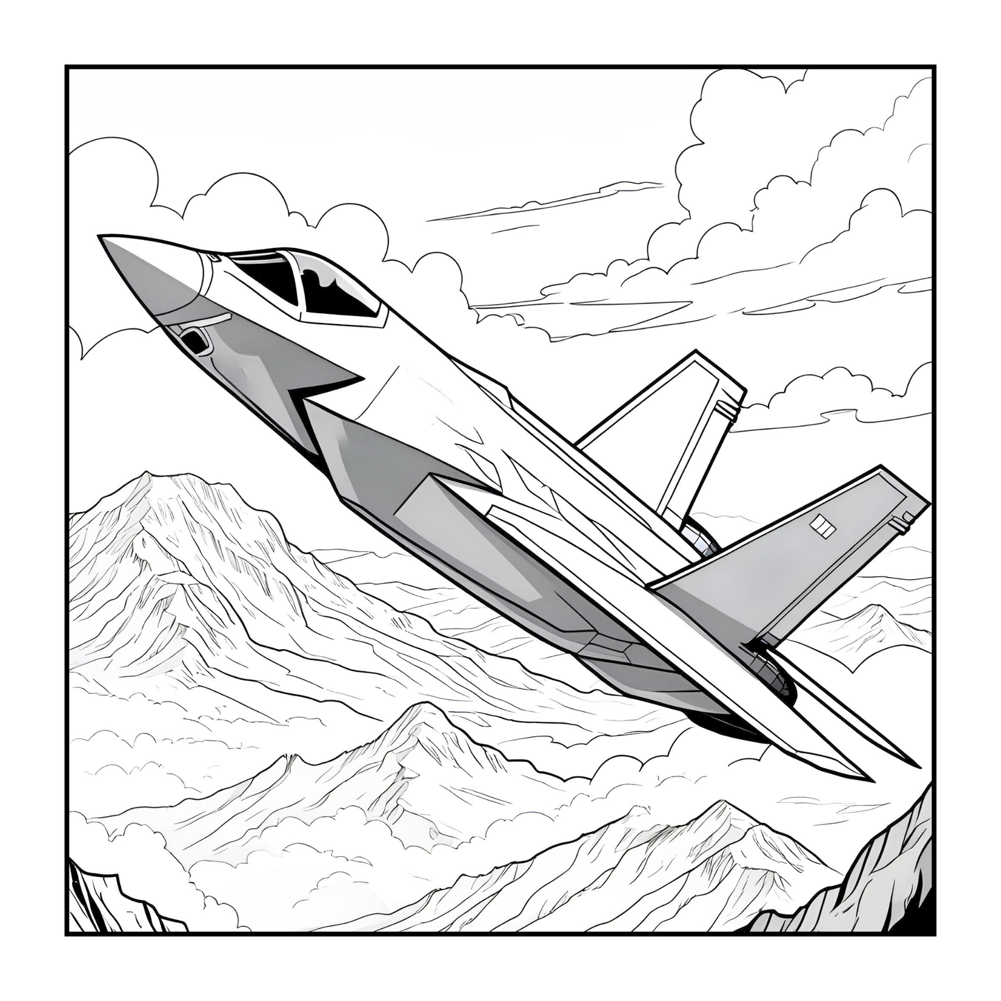 Military Jet Fighter Plane Coloring Book for Kids Adults Boys Girls 50 Pages Single Sided Plane Coloring Book Airplane Coloring Book Gift