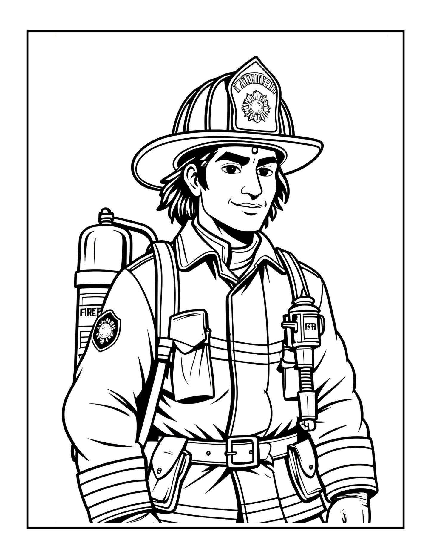 Cool Firefighter Coloring Book Gift for Adults Men Women Kids Boys Girls Teens 50 Pages Single Sided Fire Truck Fireman Coloring Book