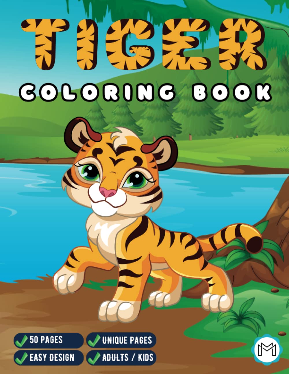 Baby Tiger Coloring Book 50 Pages Wildlife Coloring Book For