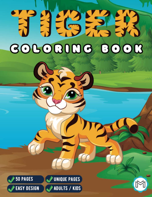 Baby Tiger Coloring Book 50 Pages Wildlife Coloring Book For Adults Mothers Day Gifts Coloring Book Gifts Students Cute Animal Coloring Book