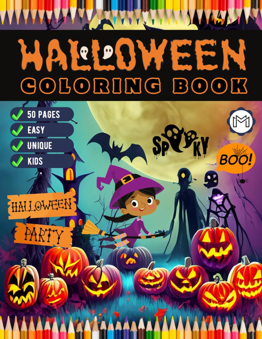 Easy Halloween Coloring Book for Kids 50 Pages Cute Easy Happy Halloween Coloring Sheets for Toddlers Pumpkin Spooky Halloween Coloring Book