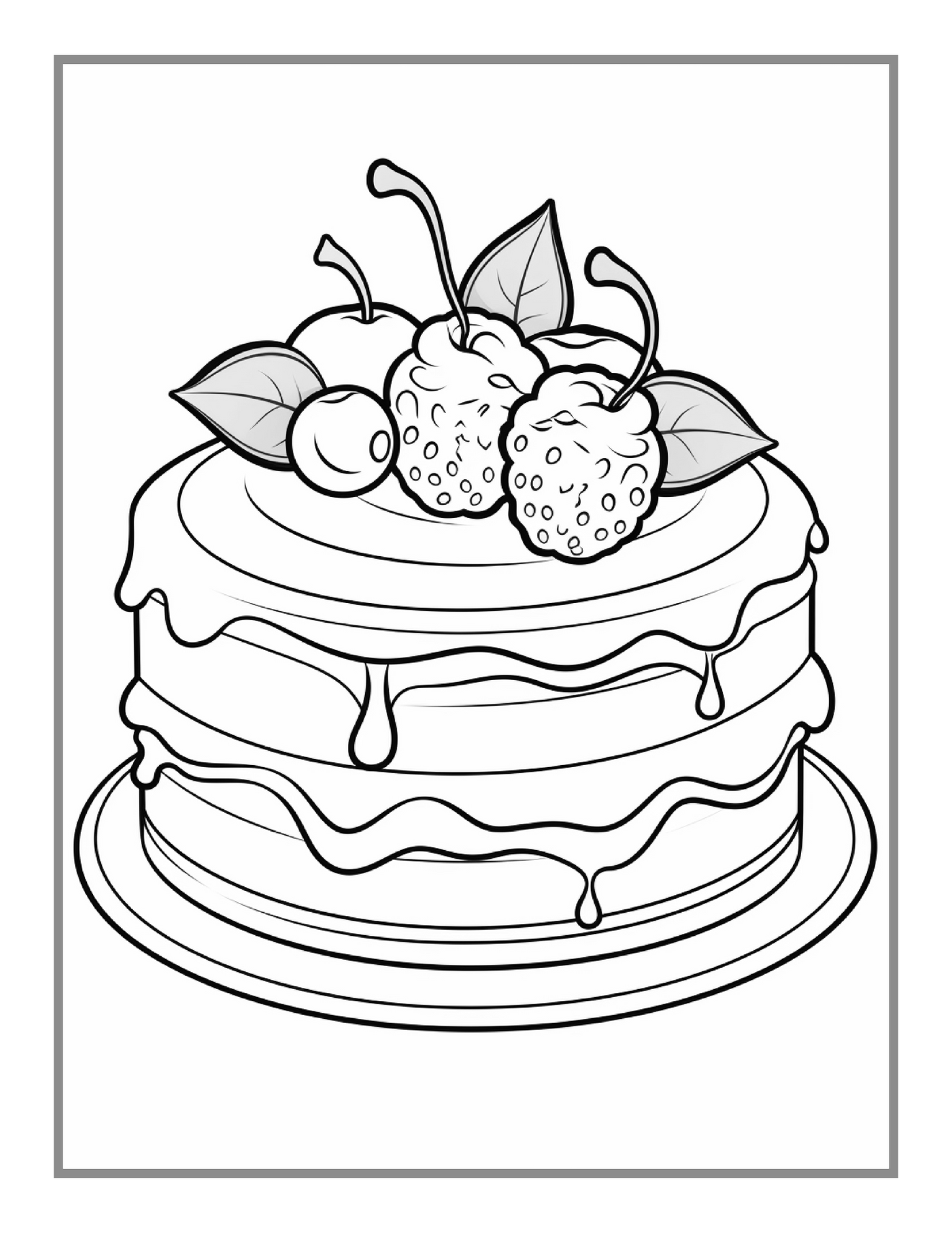 50 Pages Bold and Easy Food Coloring Book Gift for Adults Kids Men Women Boys Girls Teens Fast Food Lover Foodie Food Fruit Coloring Sheets