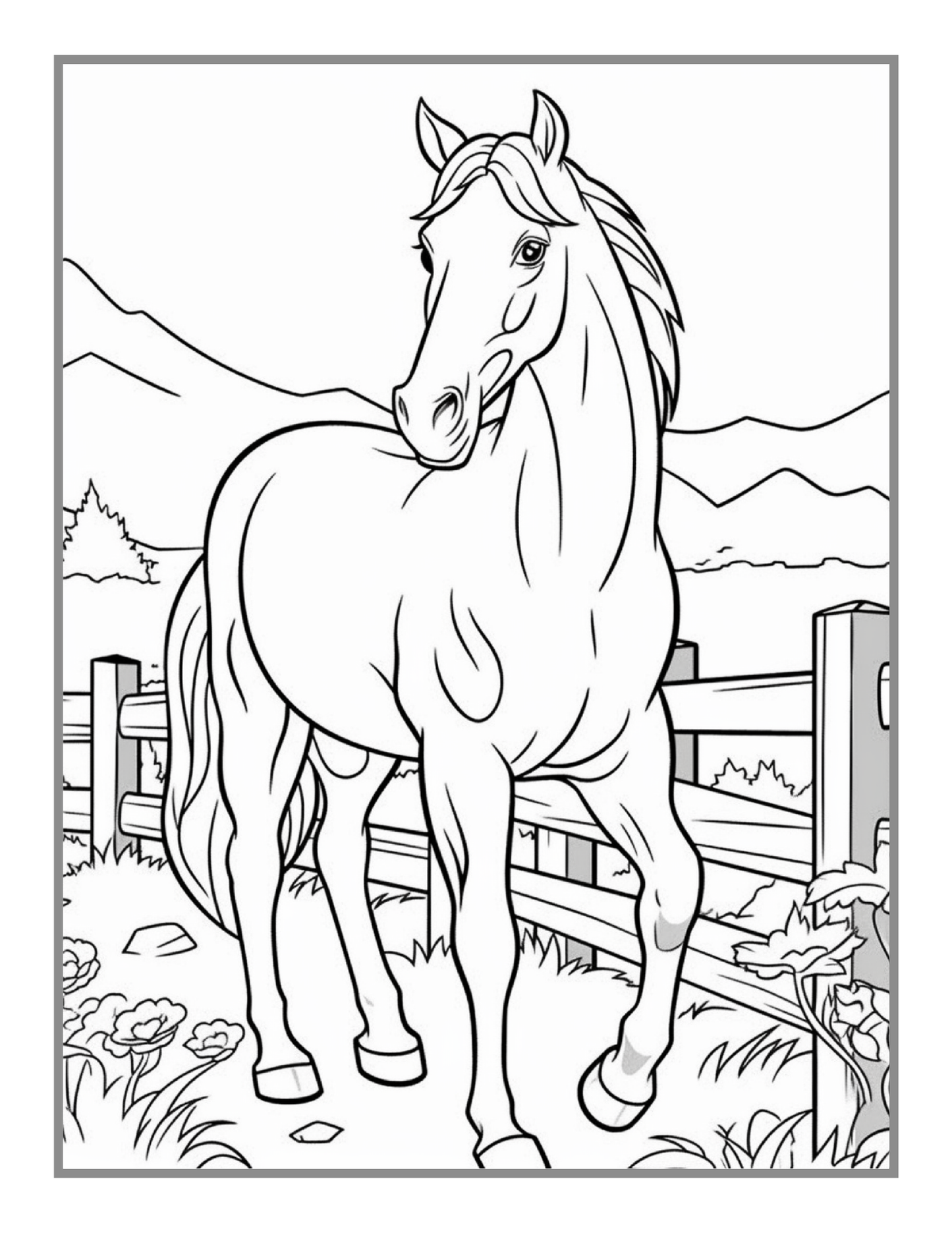 50 Pages Horse Coloring Book Gift for Adults Kids Men Women Kids Boys Girls Teens Cute Horse Animal Coloring Activity Sheets for Farmers