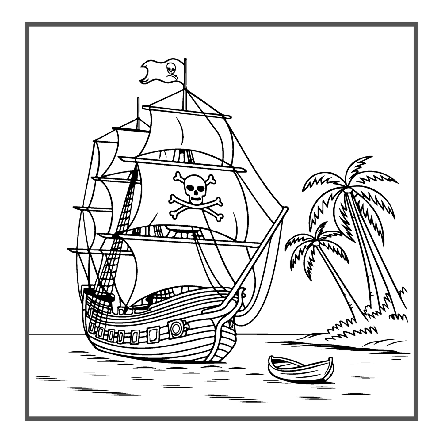 50 Pages Pirate Ship Boat Coloring Book Gift for Adults Kids Men Women Boys Girls Teens Youth Bold Easy Boat Coloring Sheets for Children