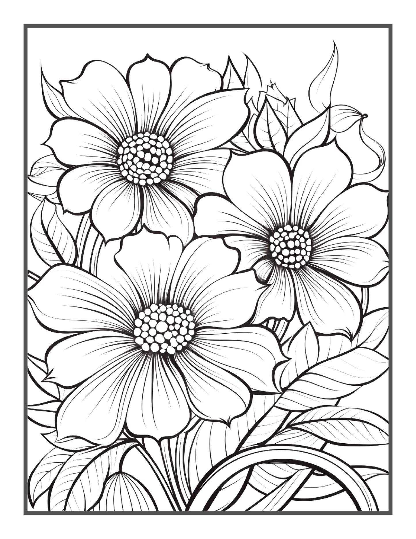 50 Pages Valentines Art Flowers Coloring Book Gift for Adults Kids Men Women Boys Girls Teens Stress Relief Relaxation Coloring Book