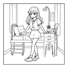 Load image into Gallery viewer, Kawaii Anime Girls Coloring Book for Kids Teens Adults – Cute Manga Characters Easy Japanese Scenes