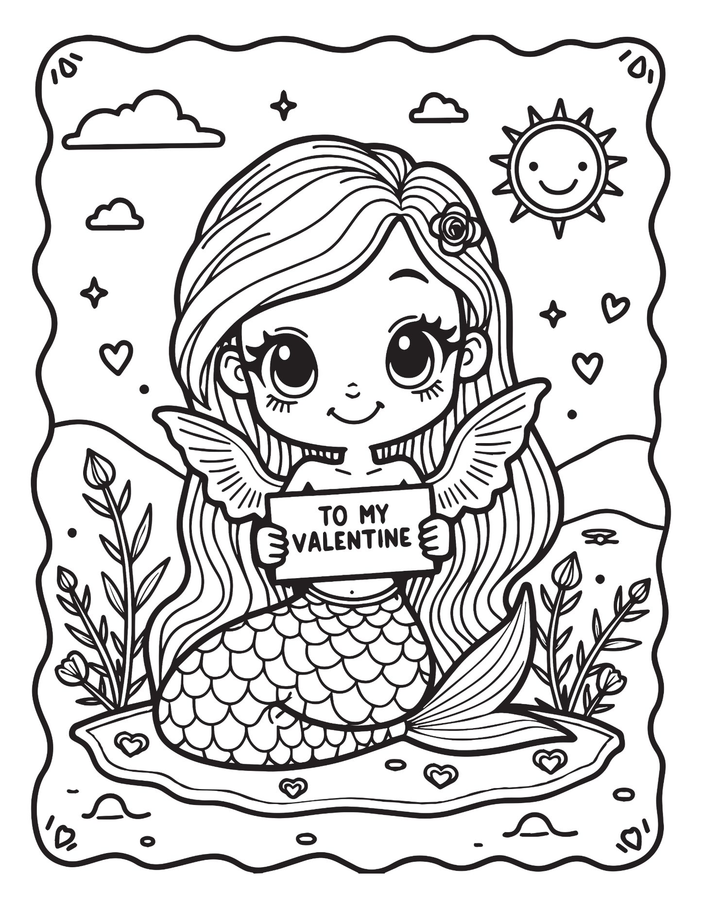 50 Pages Single Sided Cute Beautiful Mermaid Coloring Book Gift for Adults Men Women Kids Boys Girls Young Teens Bold and Easy Mermaid