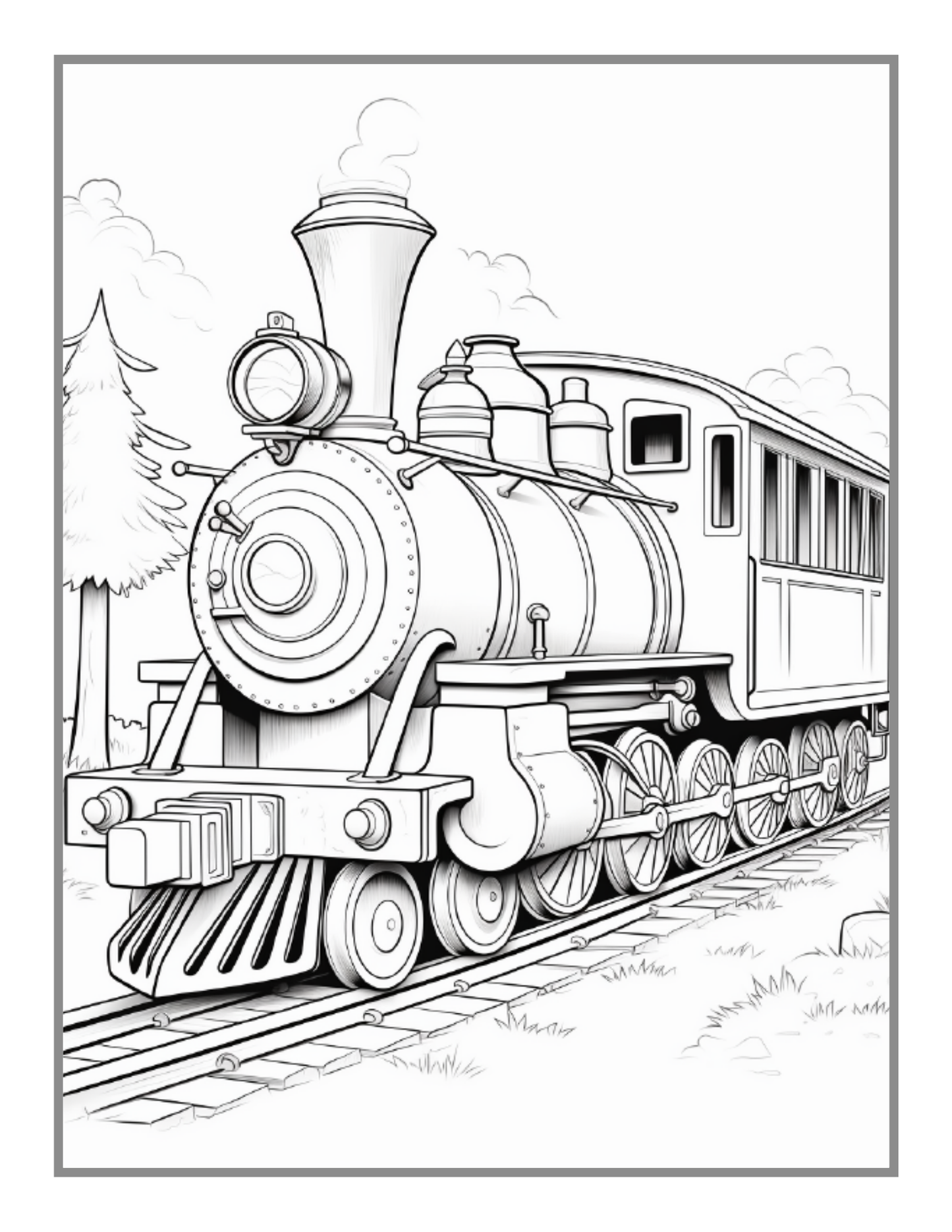 Train Locomotive Enthusiasts Coloring Book Gift for Adults Kids Boys Girls 50 Pages Cute Freight Train Locomotive Lover Coloring Sheets